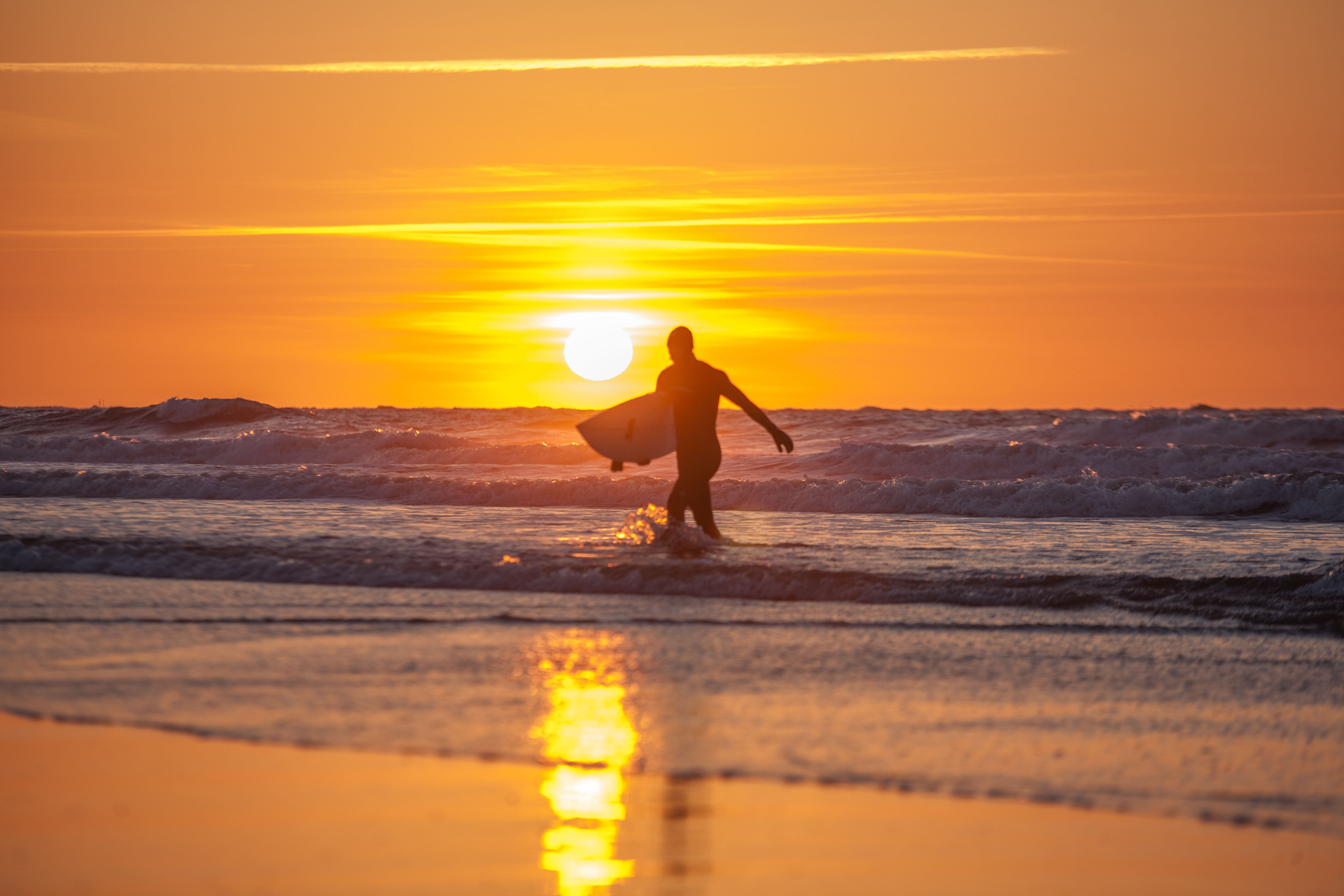 Surfing Langeoog Germany Winter Swell Sunset